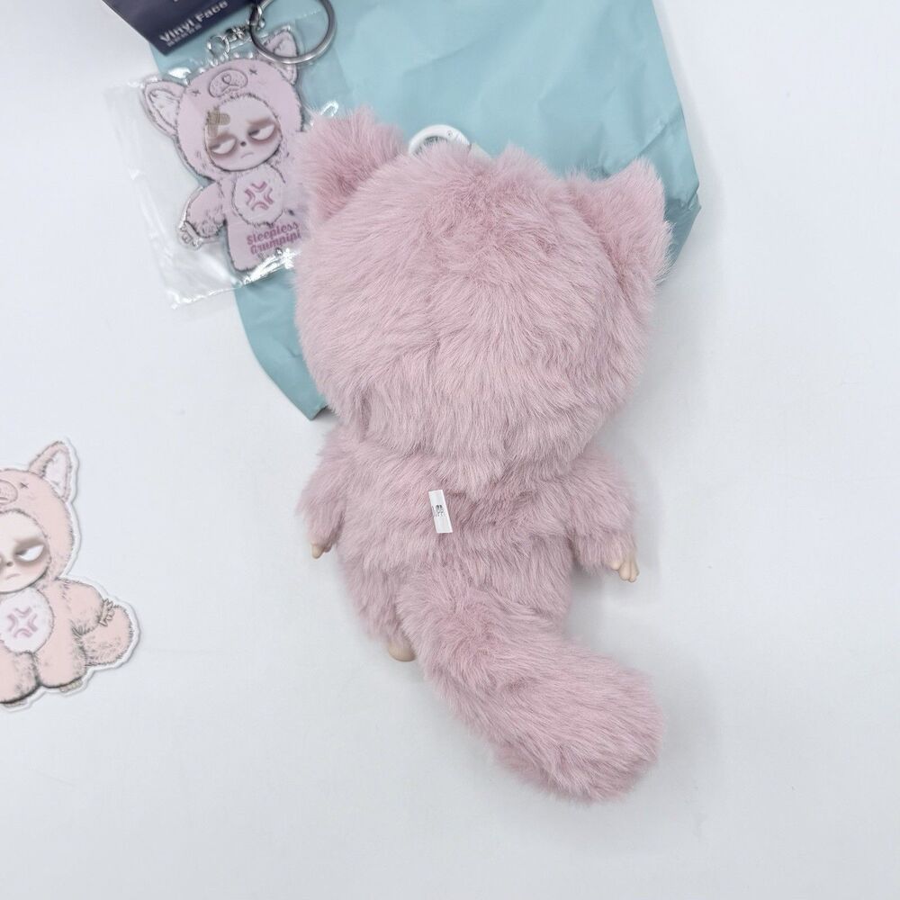 Sleepless Grumpipi Vinyl Face Plush Pendant Pink Keychain Card Confirmed QI QI - Picture 11 of 14